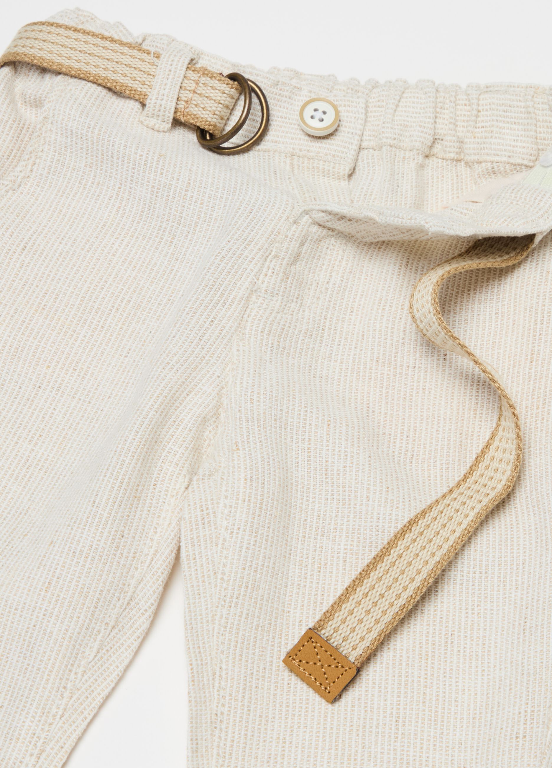 Viscose and linen trousers with belt