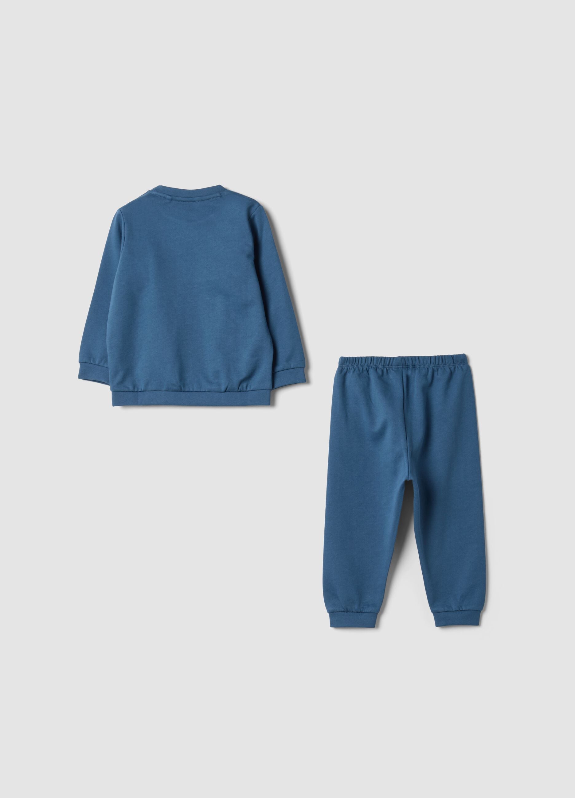 Pigiama blu oceano in puro cotone organico con girocollo