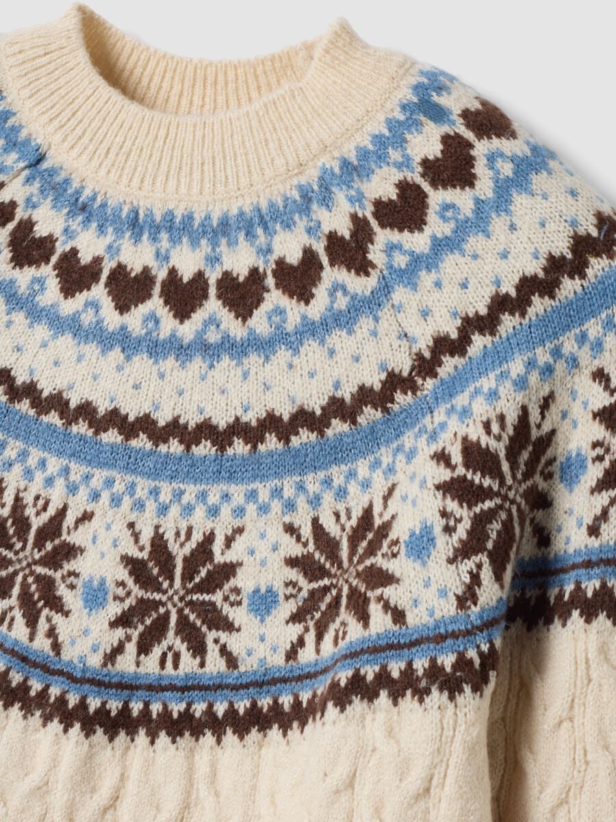 Beige jacquard crew-neck oversized jumper_1