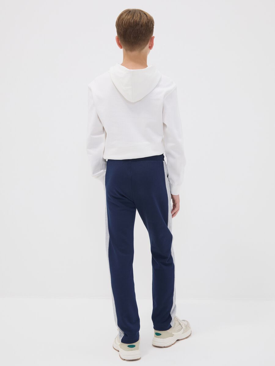 Blue pure cotton joggers with side stripes for boys_1
