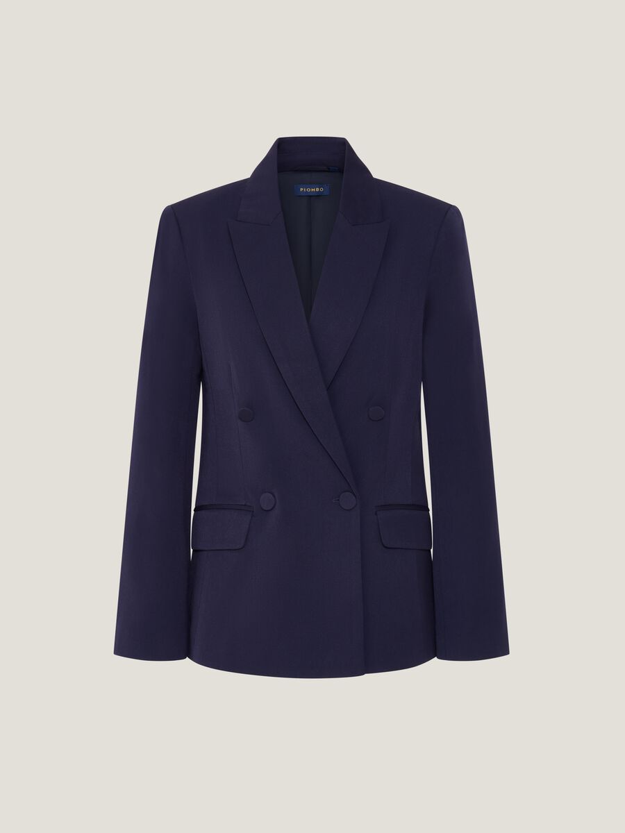 Solid colour double-breasted blazer_1