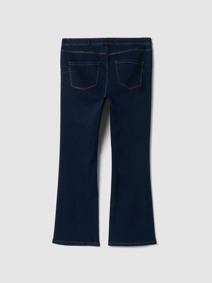 Dark blue denim bootcut jeans in stretch cotton and viscose blend_2