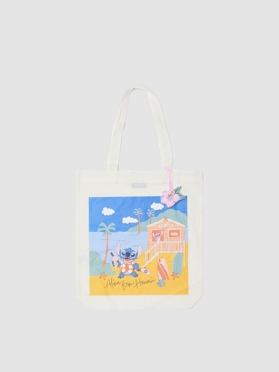 Wei&szlig;e Schultertasche aus reinem Baumwolle mit Stitch-Druck_0