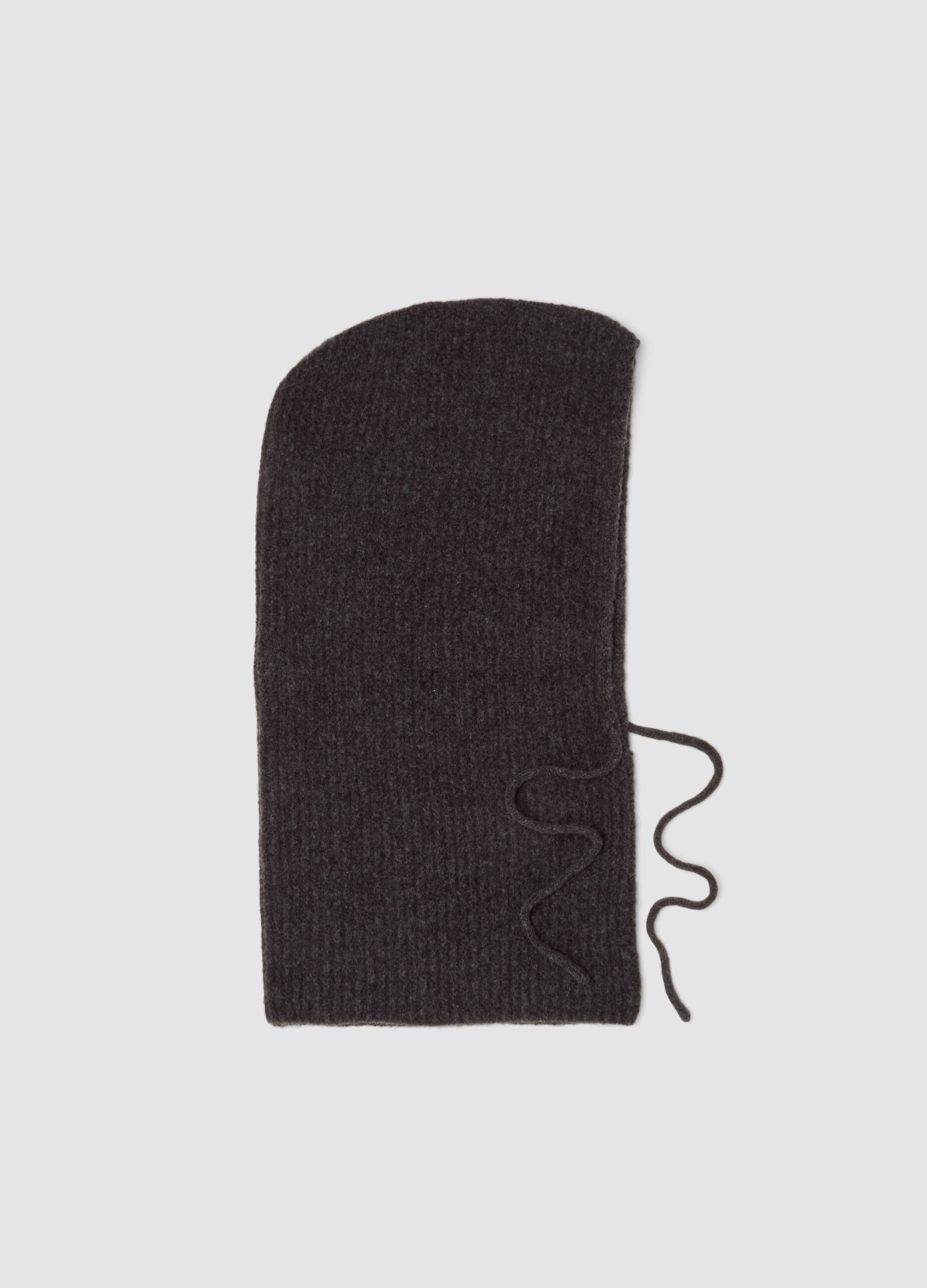 Grey stretch wool jersey-knit balaclava