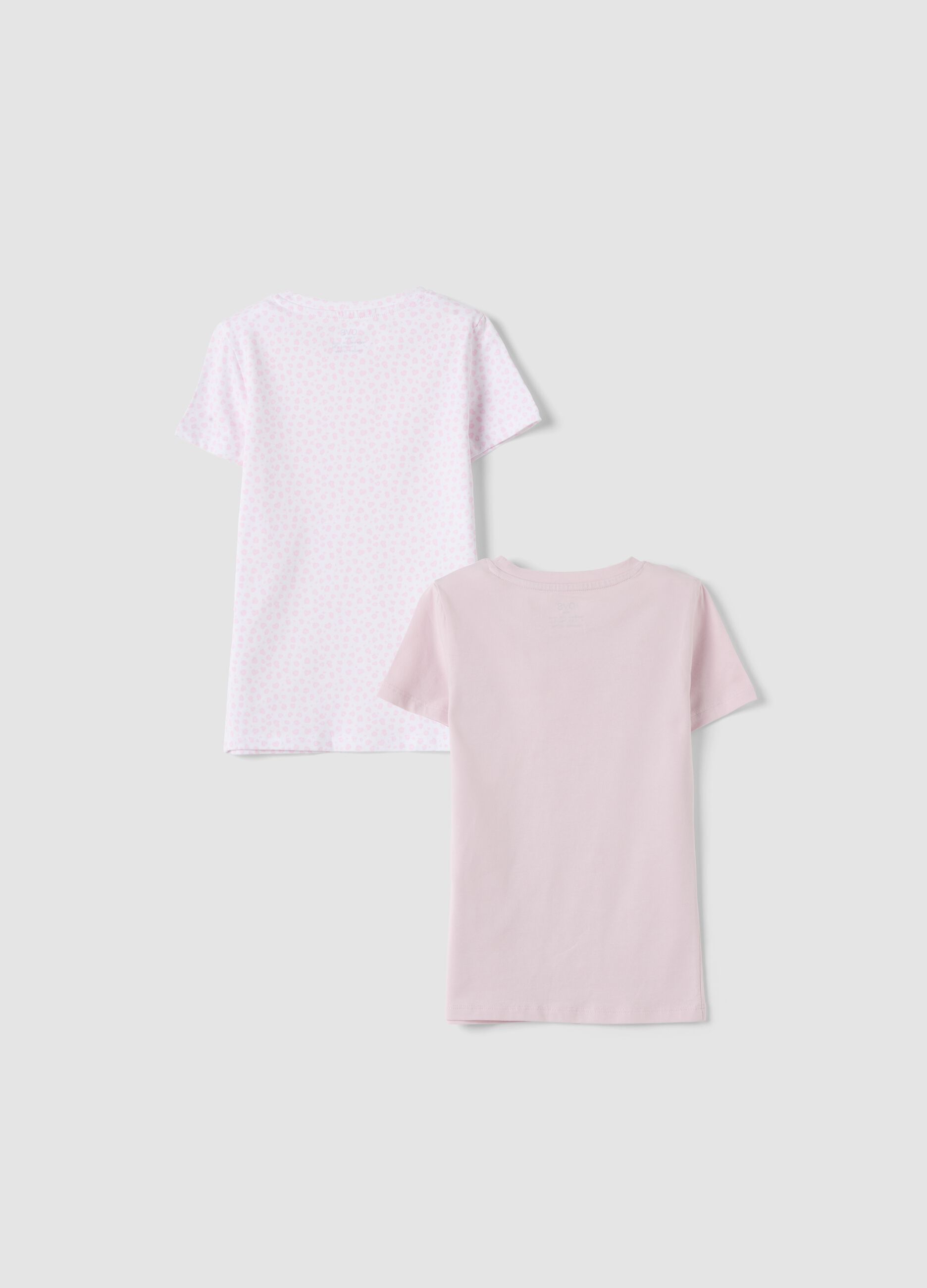2-pack pink stretch organic cotton crew-neck T-shirts with print