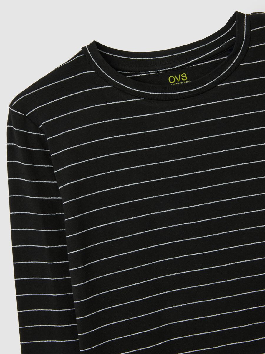 Black long-sleeve shirt with grey stripes, regular fit_5