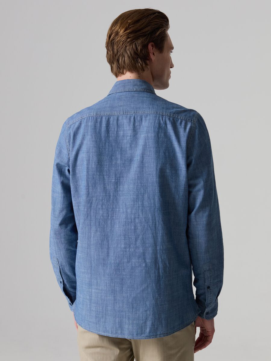 Chambray cotton shirt with pockets_1