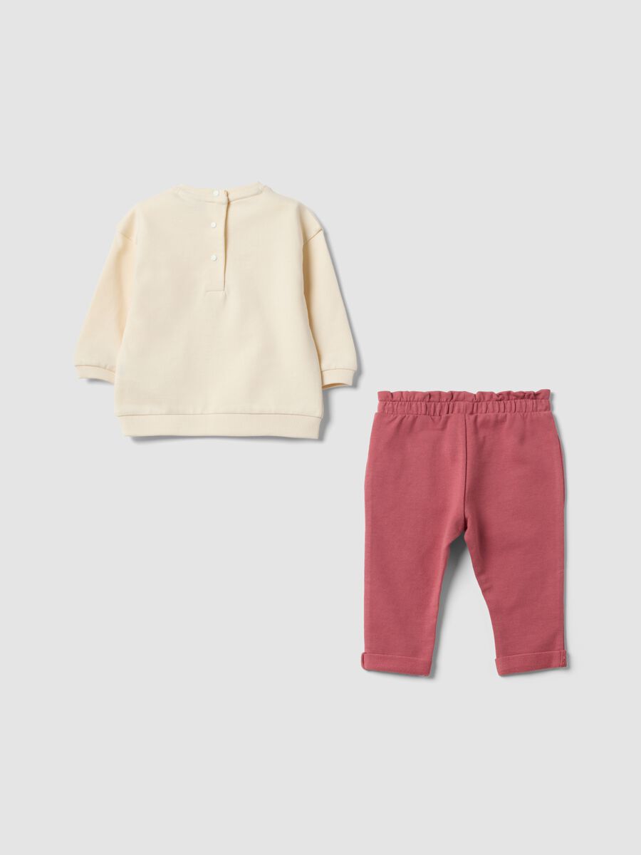 Violett-wei&szlig;es Baby-M&auml;dchen-Set aus Bio-Baumwolle mit H&auml;schen-Print_1