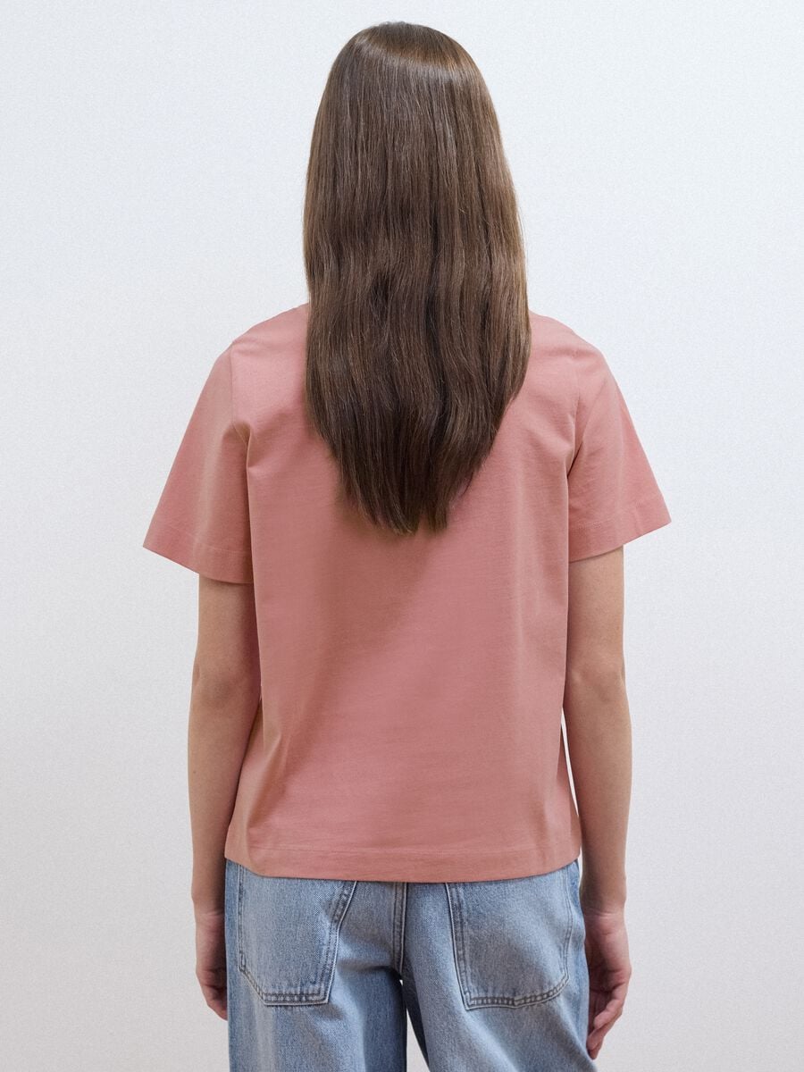 Pink pure cotton T-shirt with Paris print_3