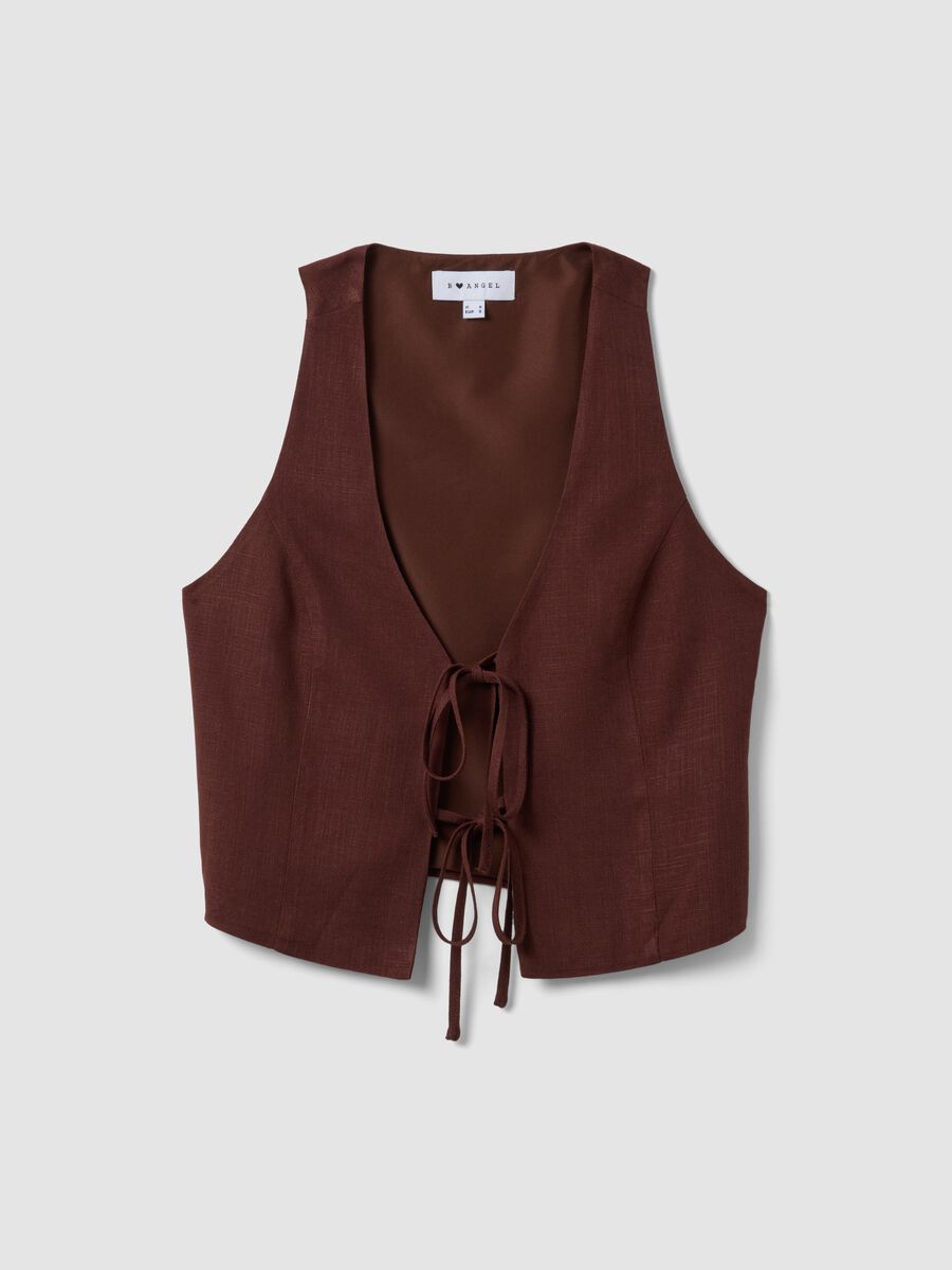 Brown viscose and linen-blend waistcoat, regular fit_4