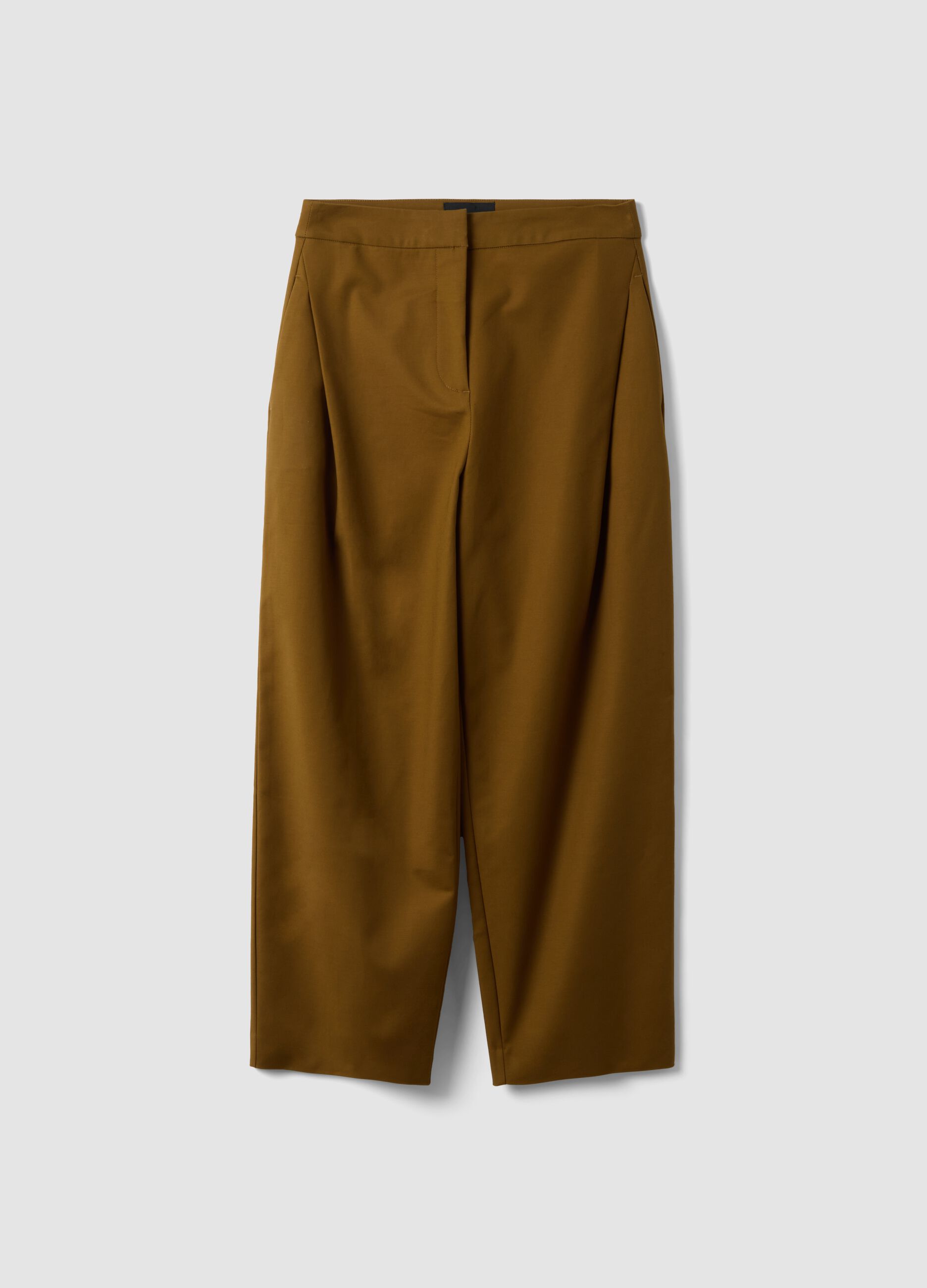 Pantaloni formali marroni in cotone elasticizzato barrel fit