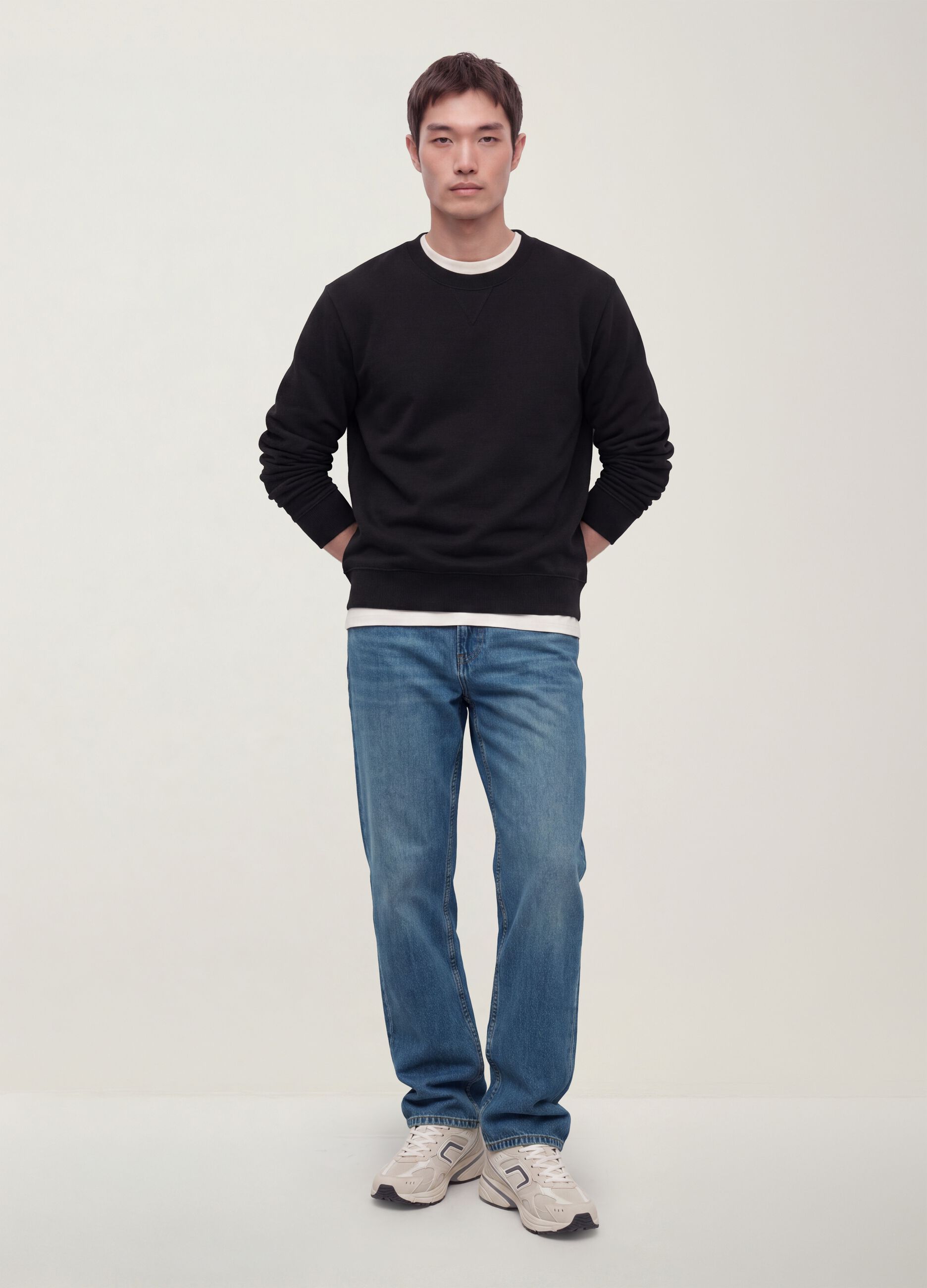 Hellblaue Straight-Fit-Jeans aus Denim aus reiner Baumwolle