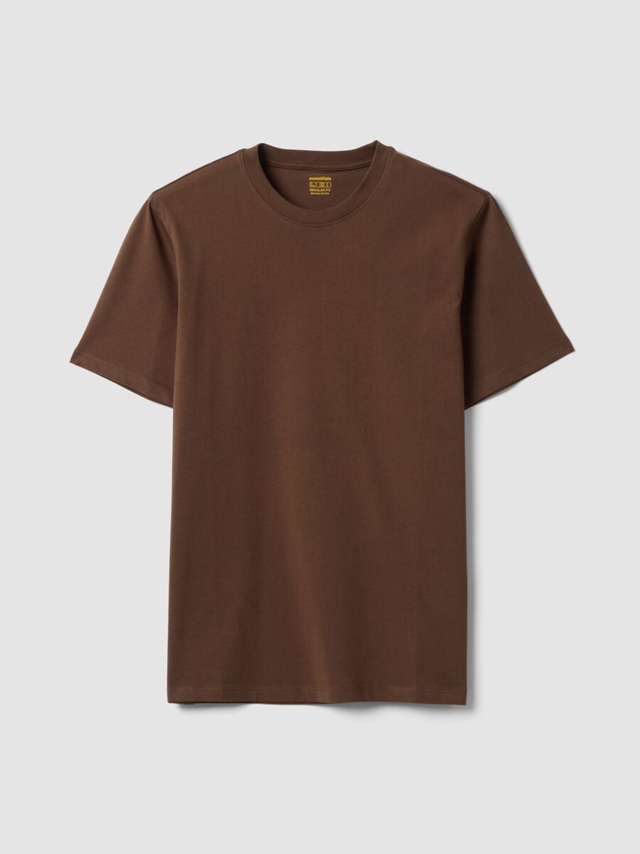Brown regular-fit T-shirt in pure organic cotton jersey_4