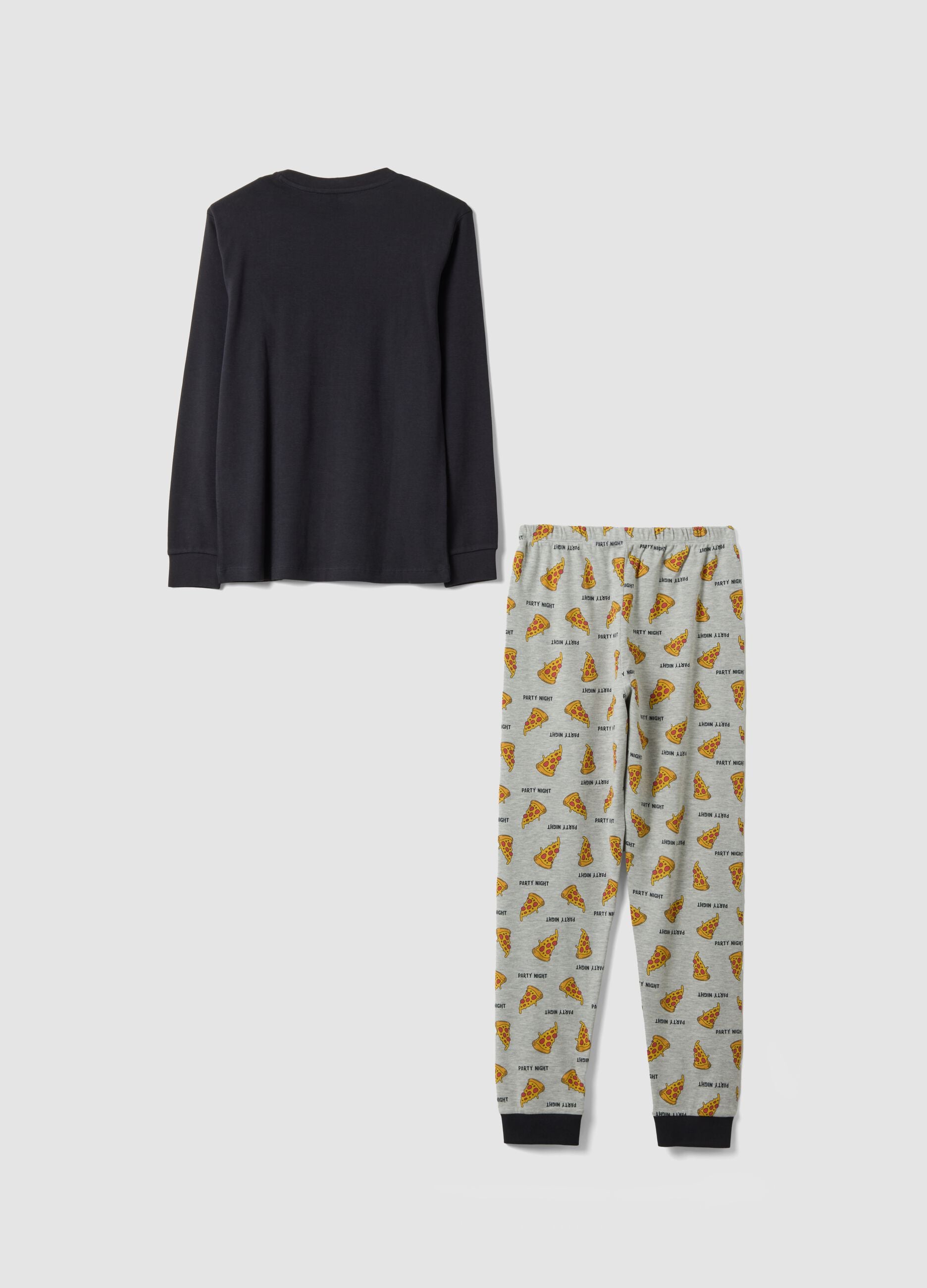 Blue crew-neck pyjamas in pure organic cotton