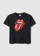 T-shirt preta de algod&atilde;o puro regular fit com estampado Rolling Stones_4