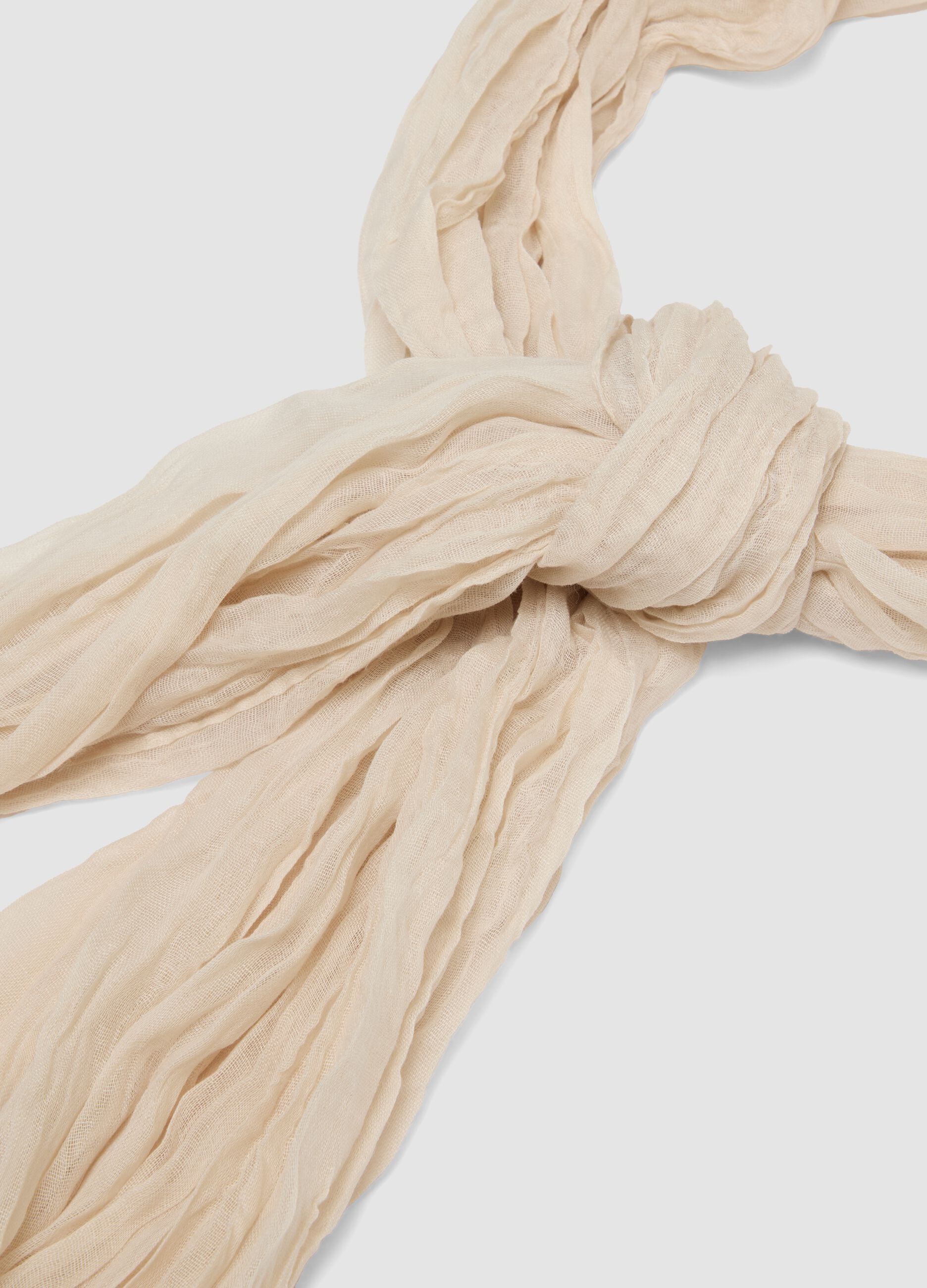 Beige semi-sheer crinkled-effect scarf