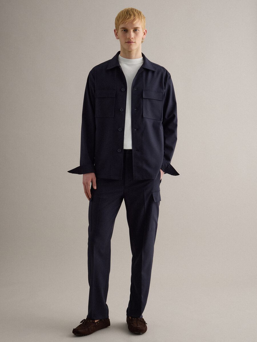 Stylish Blue Regular Fit Cargo Trousers_0