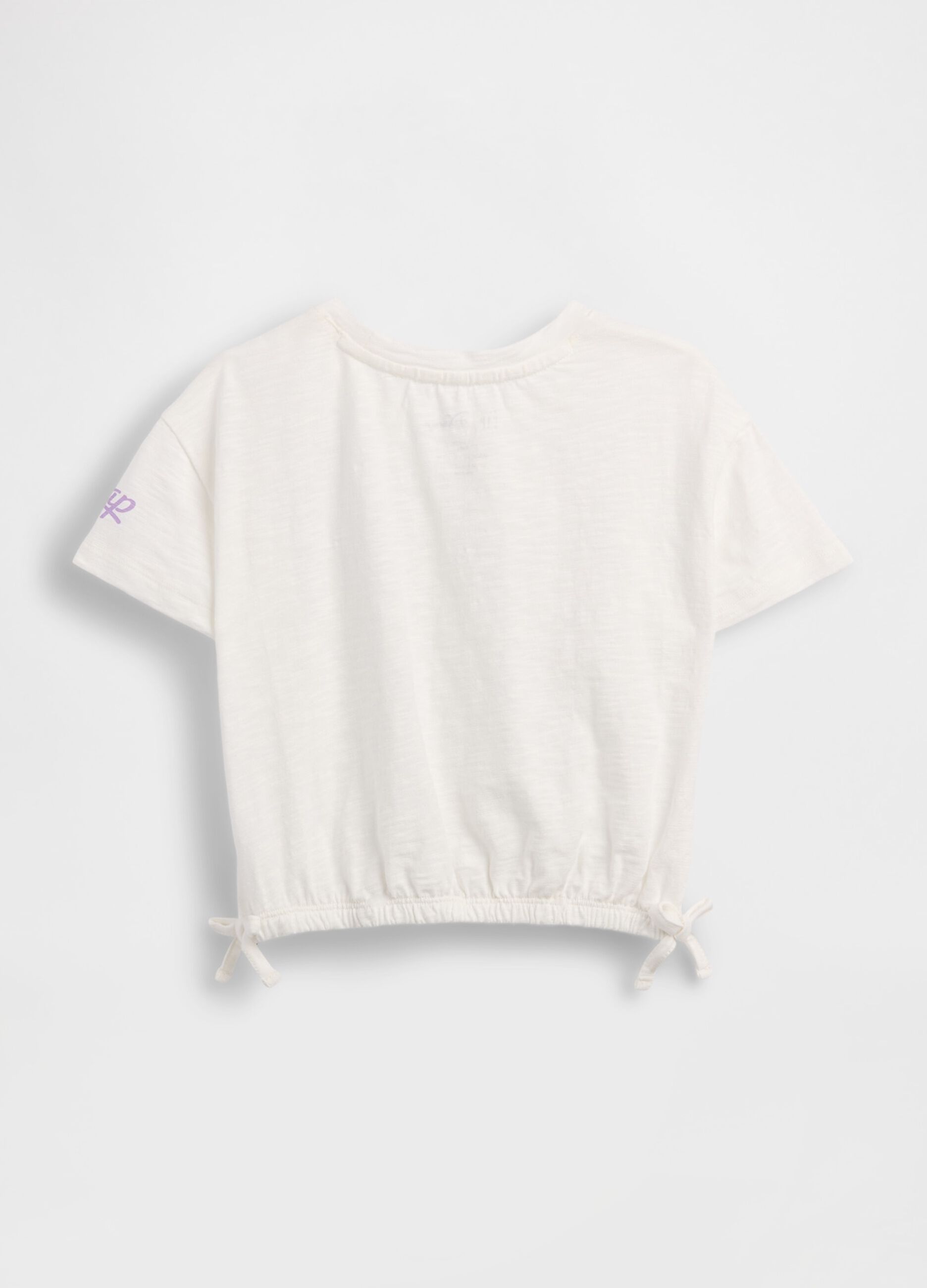 Pure cotton T-shirt with print and drawstring hem
