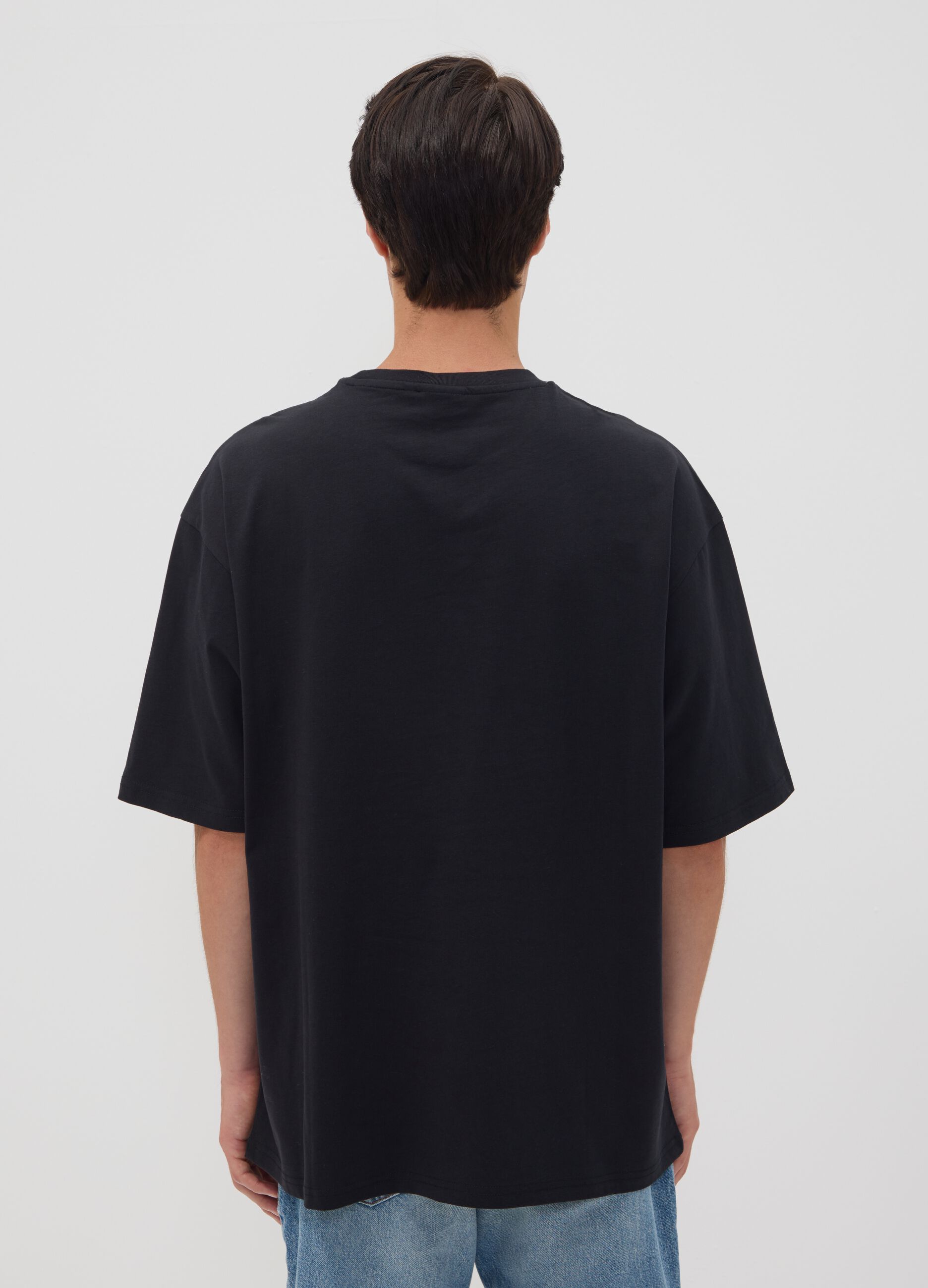 T-shirt noir en pur coton avec imprim&eacute; New York Knicks