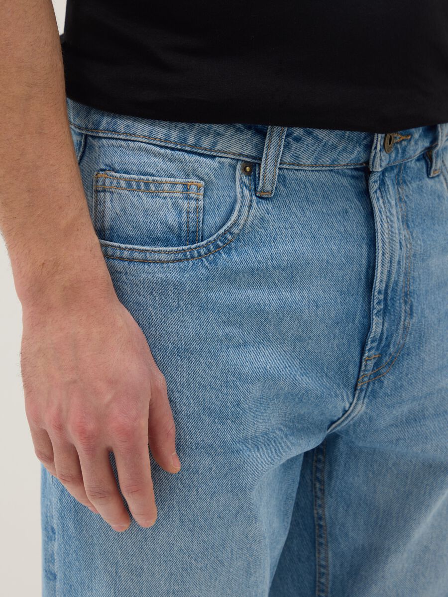 Regular fit blue pure cotton denim jeans_3