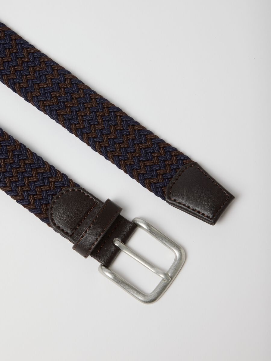 Multicolour braided belt with metal buckle_1