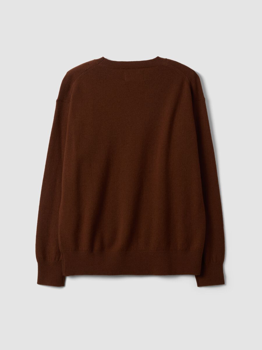 Maglia marrone in pura lana a girocollo over fit_6