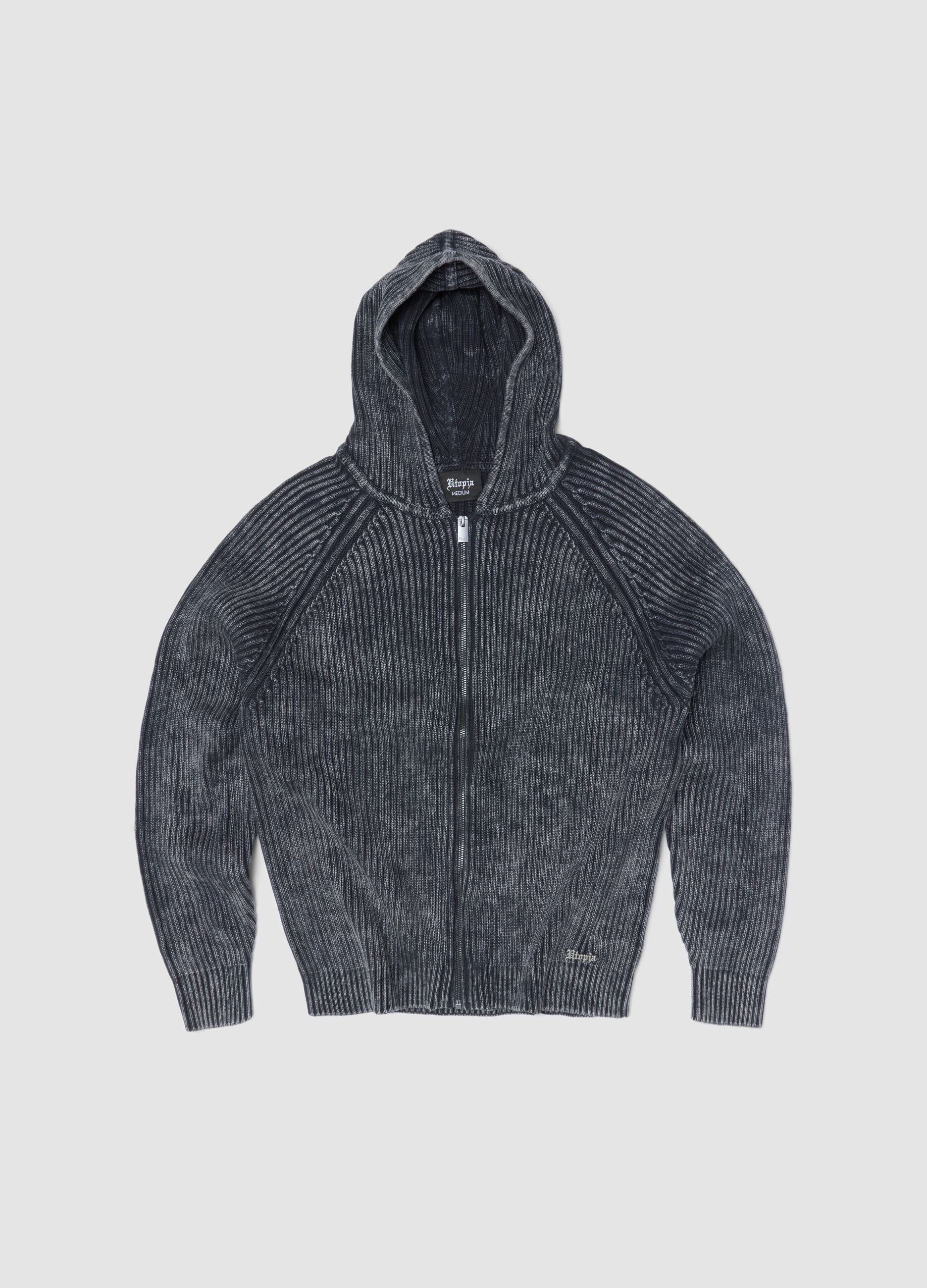 Vintage Grey Rippstrick-Hoodie