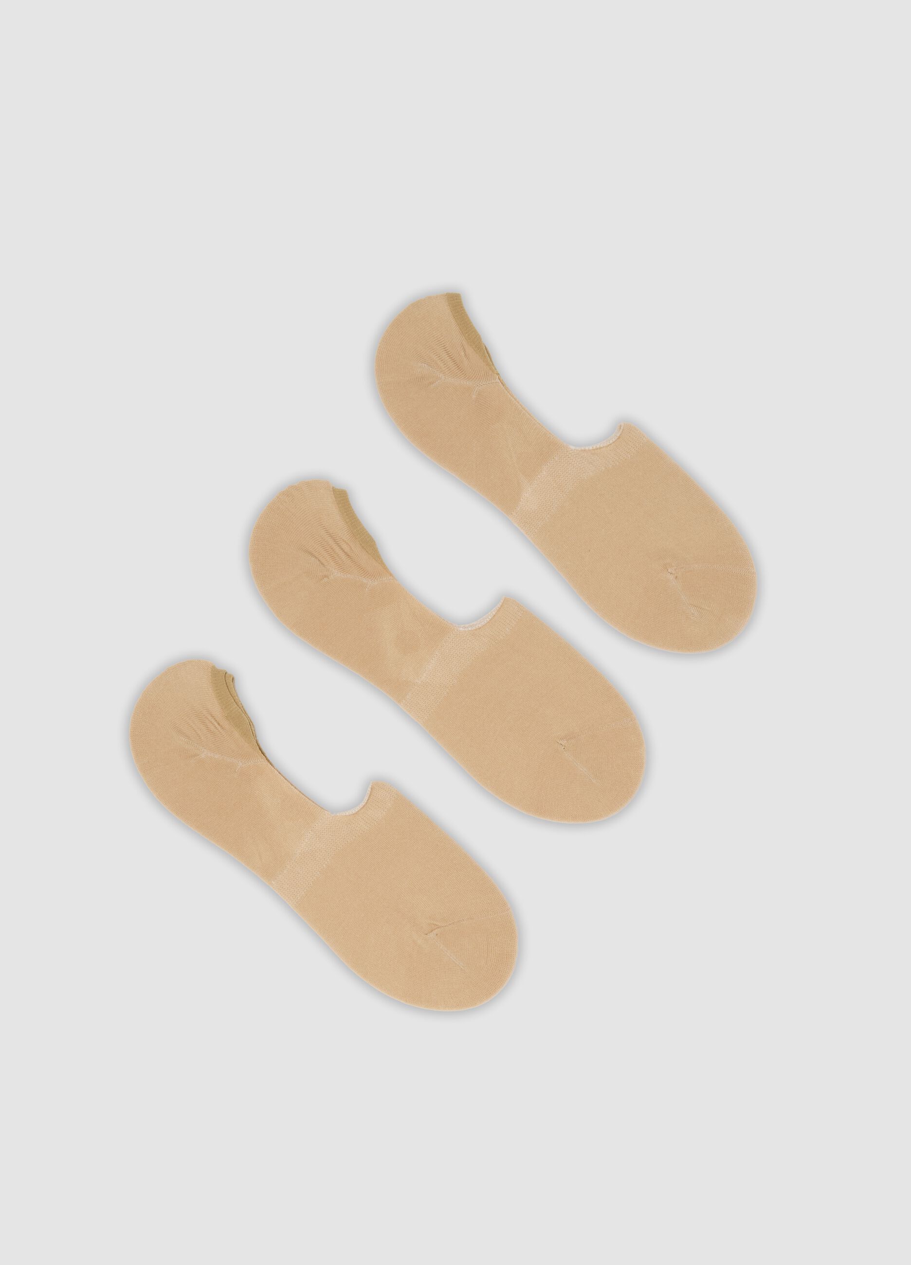 Tripack di calzini invisibili beige in cotone organico elasticizzato