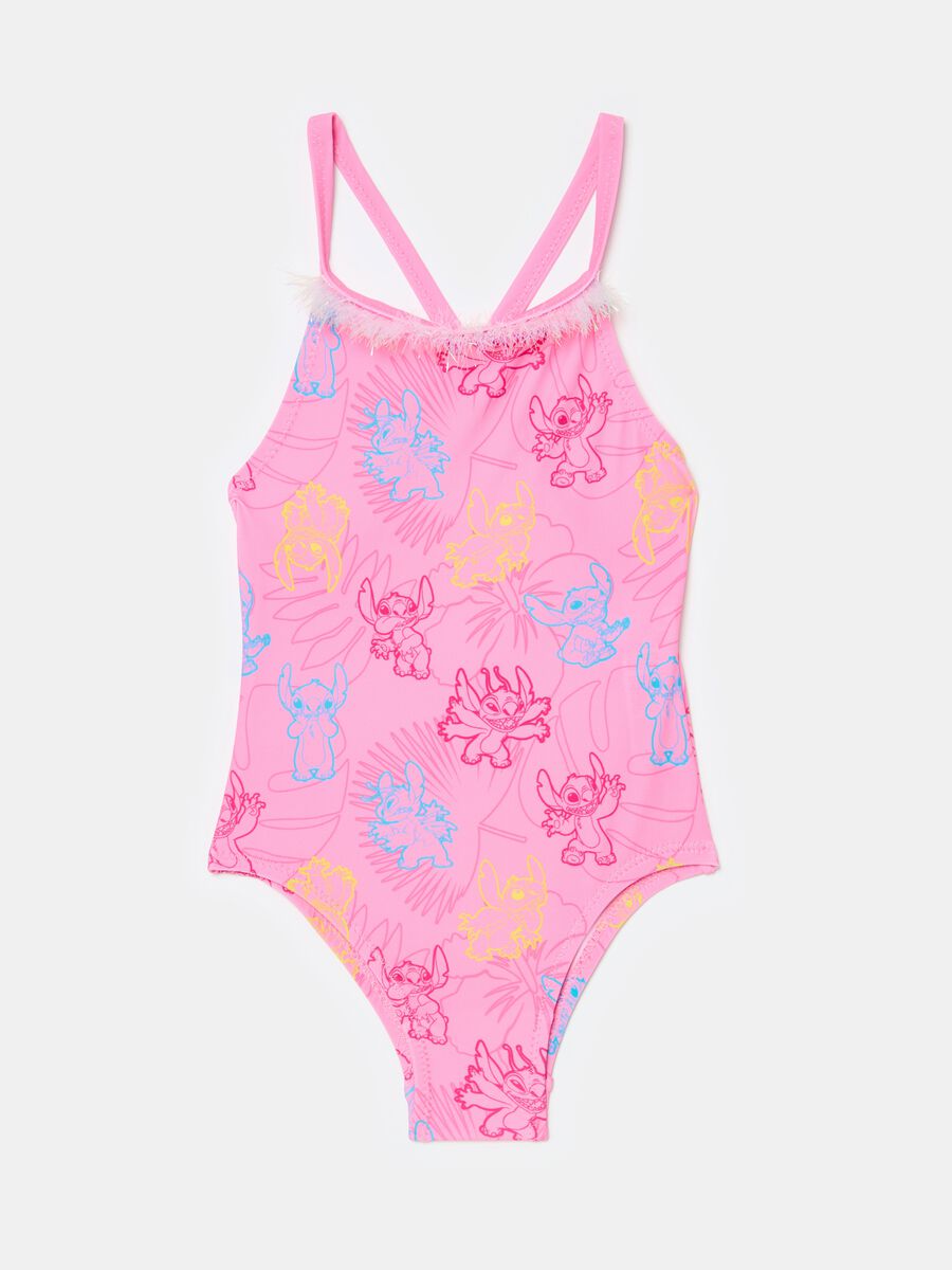 One-piece swimsuit with Stitch print and lurex fringing_0