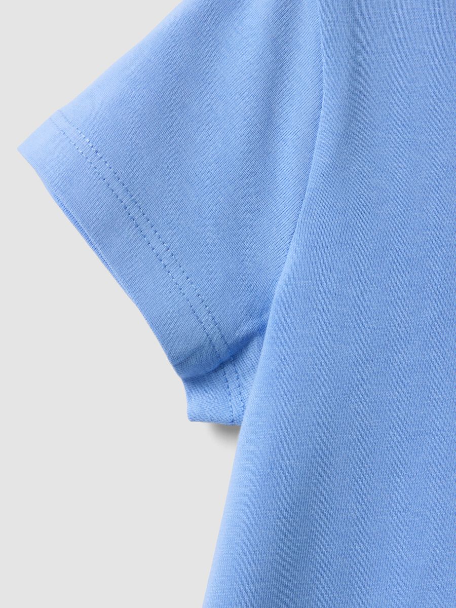 Girls' light blue stretch cotton T-shirt, regular fit_3
