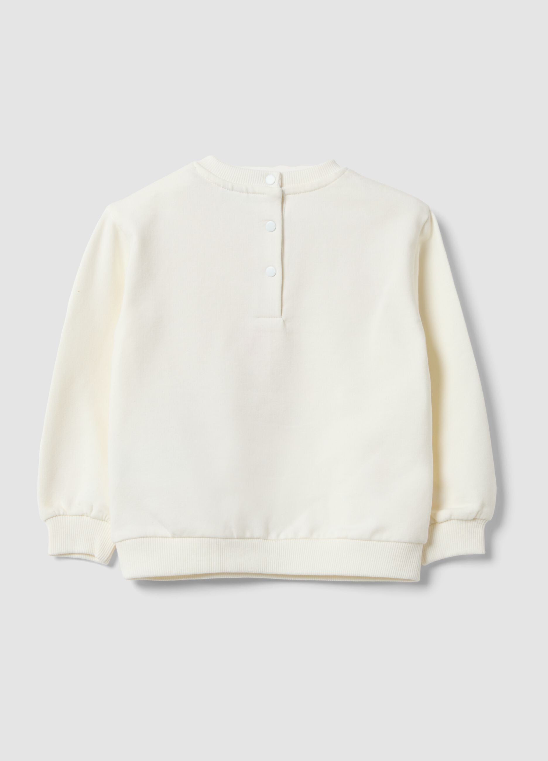 Weisses Sweatshirt aus Stretch-Baumwolle mit Stickerei f&uuml;r Baby-M&auml;dchen, Regular Fit