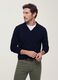 Blue viscose-blend polo with V-neck and collar, regular fit_1
