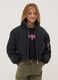 Black padded jacket with zip and high neck_0
