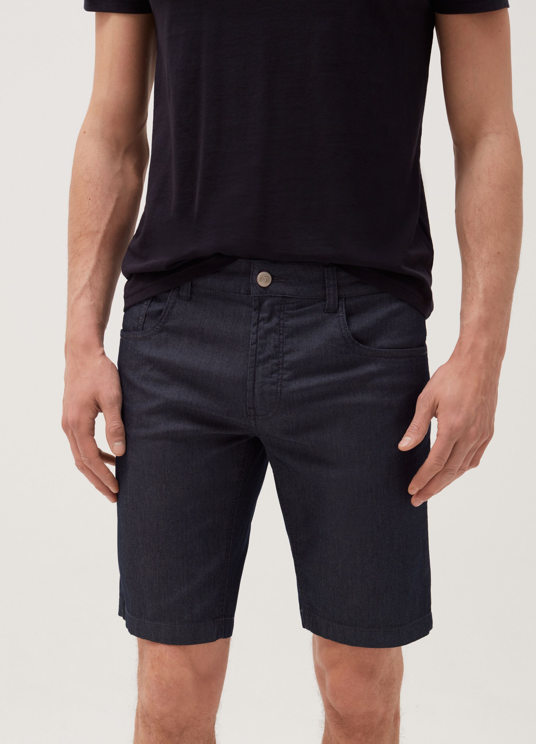 Five-pocket striped Bermuda shorts