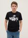 Regular fit boys' black pure cotton T-shirt with lettering_0