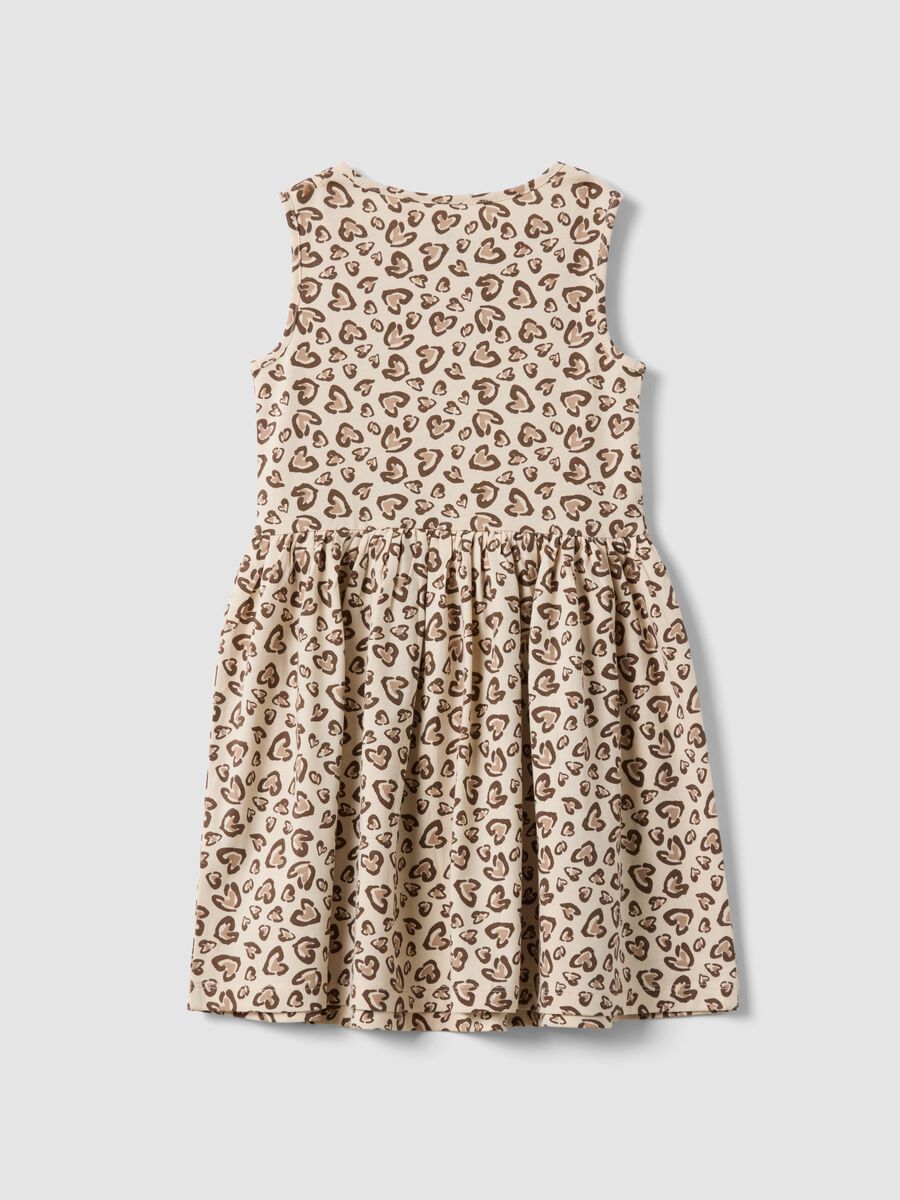 Beige pure cotton mini dress with heart print_1