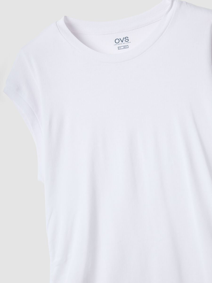 Camiseta de tirantes blanca de algod&oacute;n puro con fruncidos laterales, corte regular_5