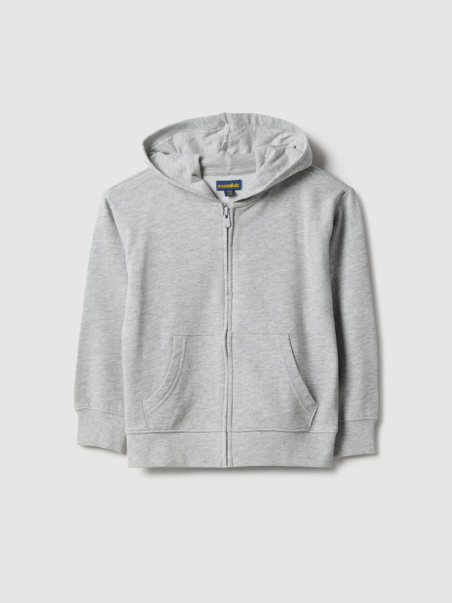 Children's grey hoodie with zip in pure cotton regular fit_0