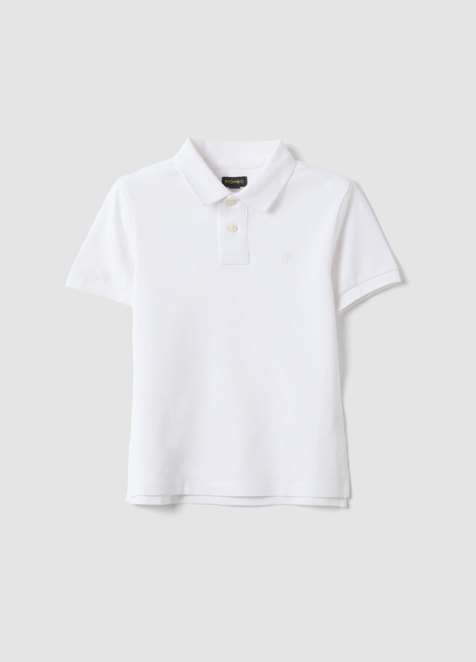 Stretch cotton white polo shirt for kids regular fit