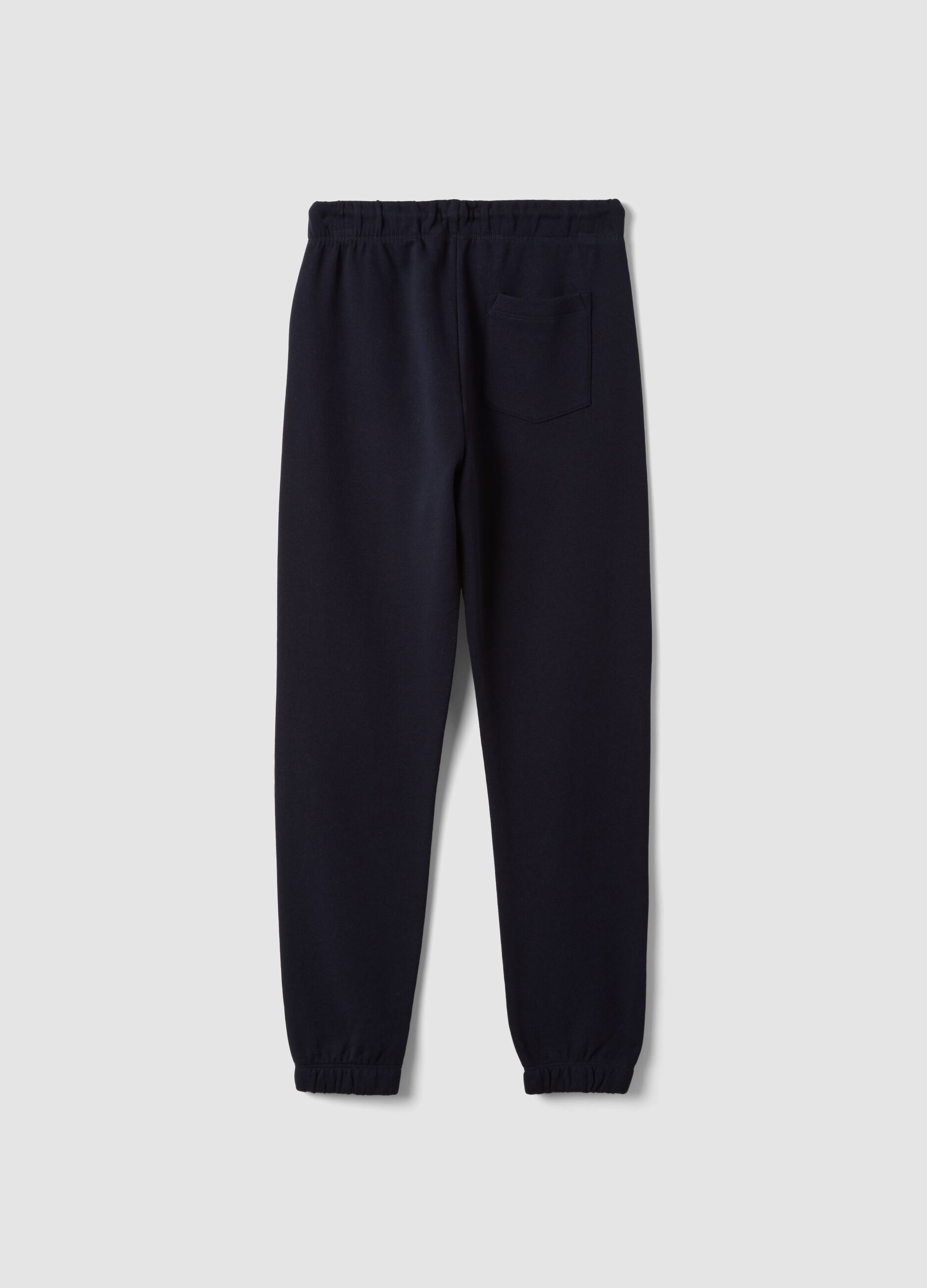Navy cotton fleece joggers, regular fit