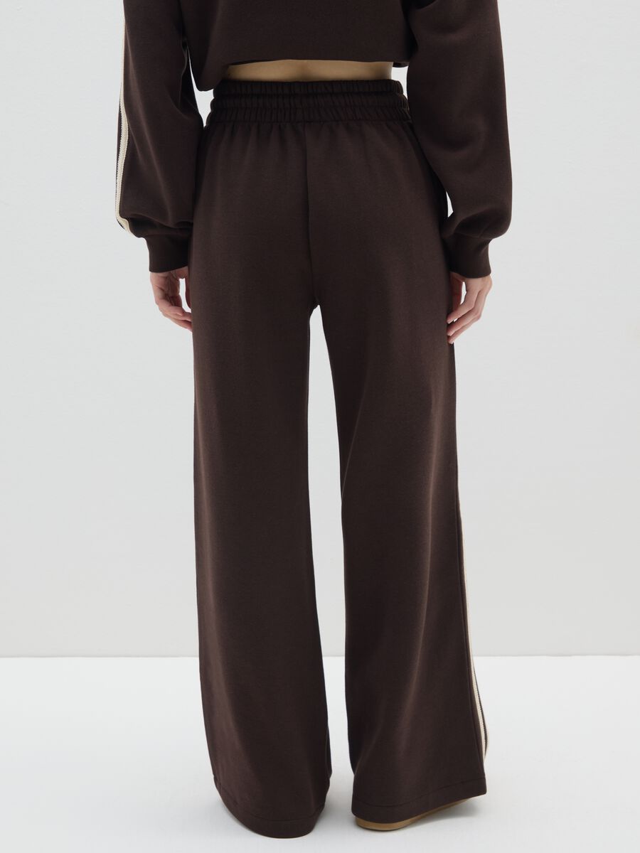 Brown Cotton Blend Wide Leg Trousers_3