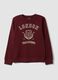 Sweatshirt vermelha 100% algod&atilde;o com gola redonda e estampado_0
