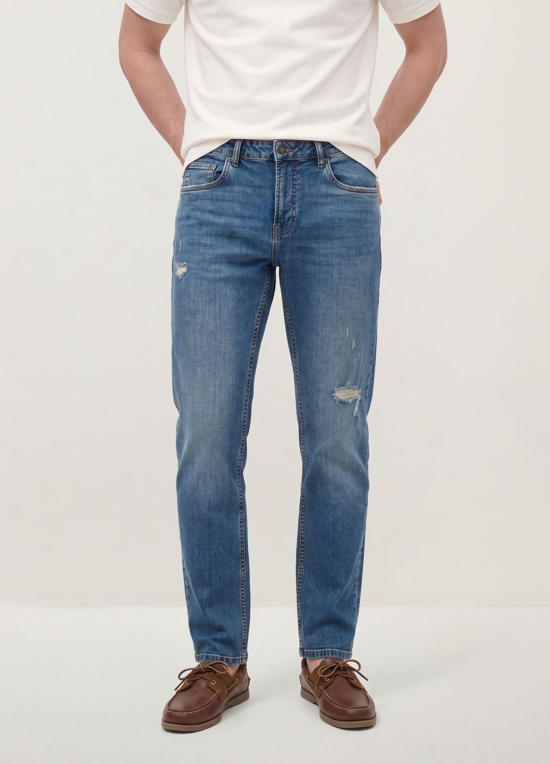 Blaue Denim-Jeans aus Stretch-Baumwolle, Regular Fit
