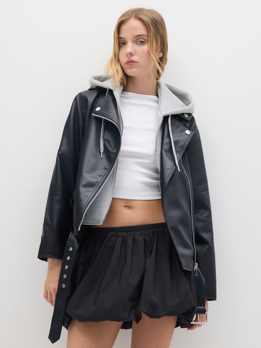 Black biker jacket with zip_0