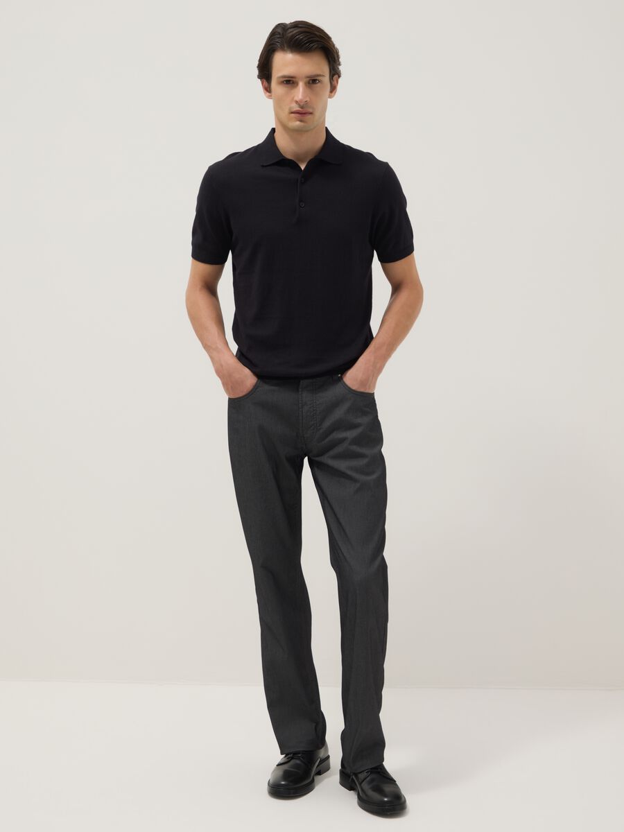 Black pure cotton polo shirt regular fit_1