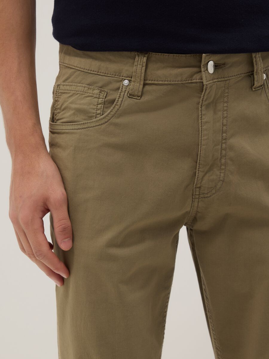 Slim fit green stretch cotton trousers_3