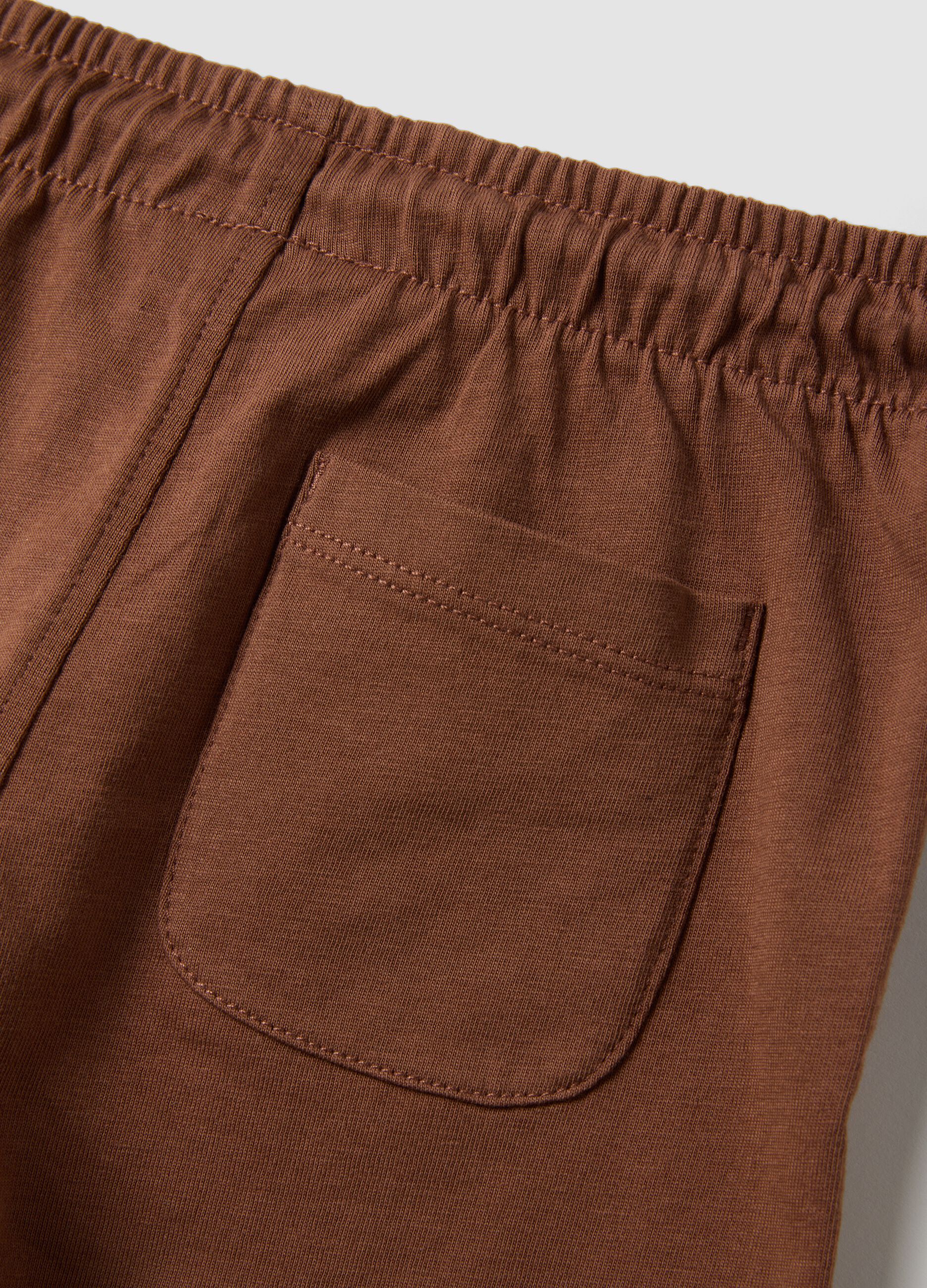 Brown pure organic cotton shorts with elasticated waist for baby boys, regular fit