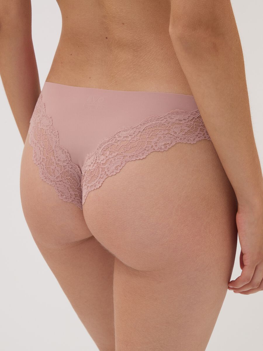 Rosa Brazilian-Slip aus elastischer Mikrofaser mit Spitze_2