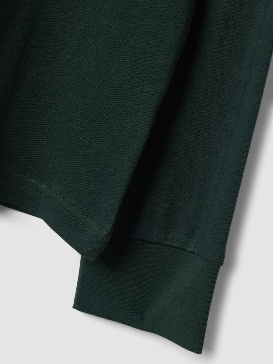 Gr&uuml;nes T-Shirt aus reiner Baumwolle mit strukturiertem Stehkragen, Regular Fit_1