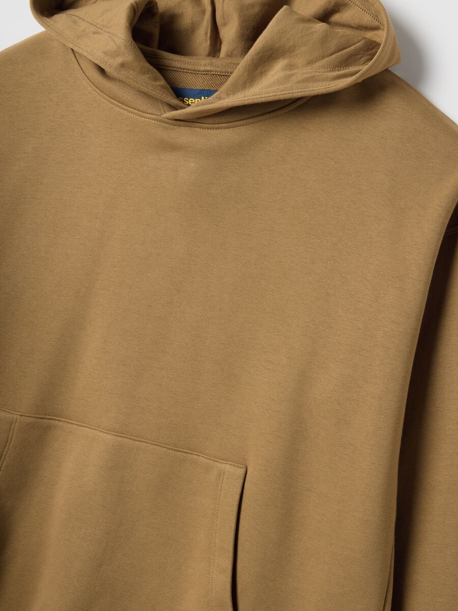Regular fit beige cotton blend hoodie_5